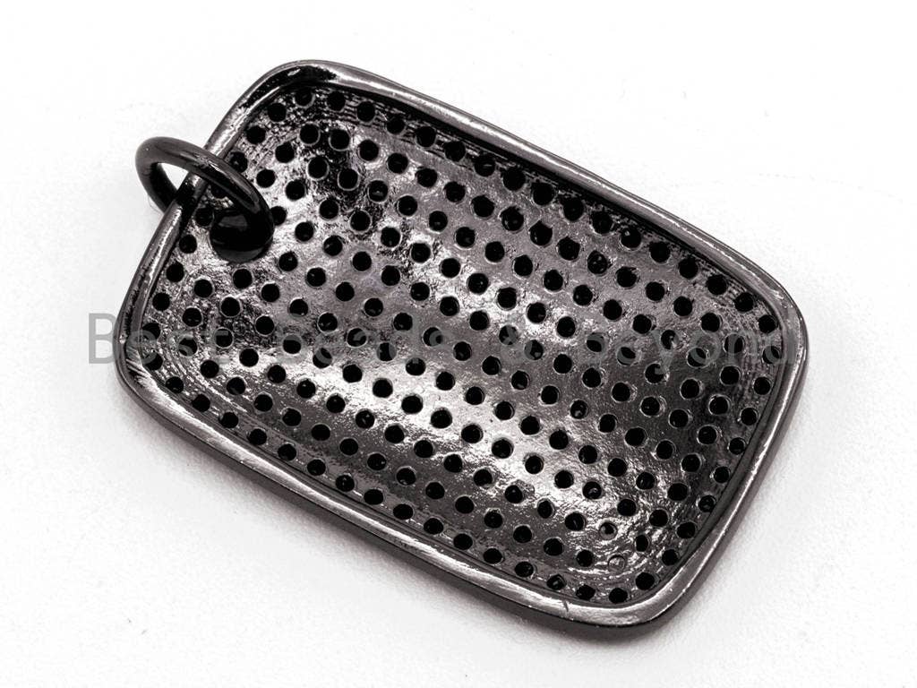 Black CZ Pave On Black Micro Pave Square/Rectangular Charm, Square/Rectangular Pave Charm, Pave Dangle Charms,17x25mm, Sku#F376