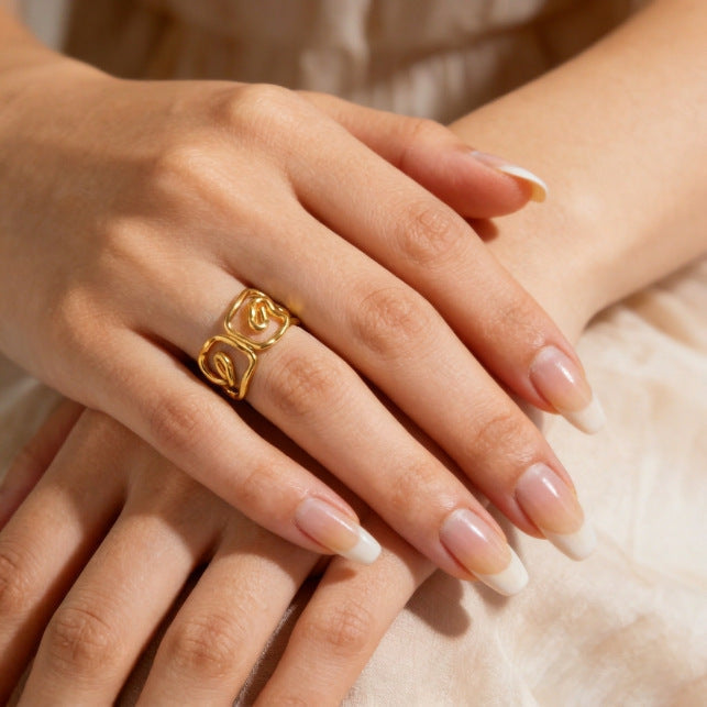 Twisted Rose Flower Open-ring Bracelet