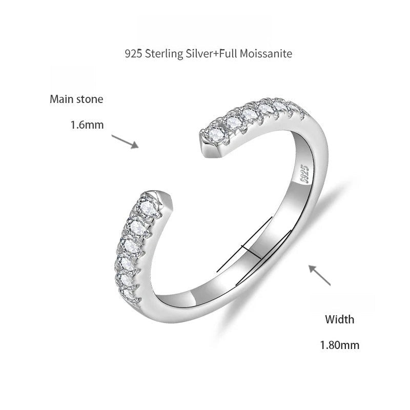 Stackable Open Ring Set – Sterling Silver with 18K Gold Plating & Lab-Cut Moissanite Stones