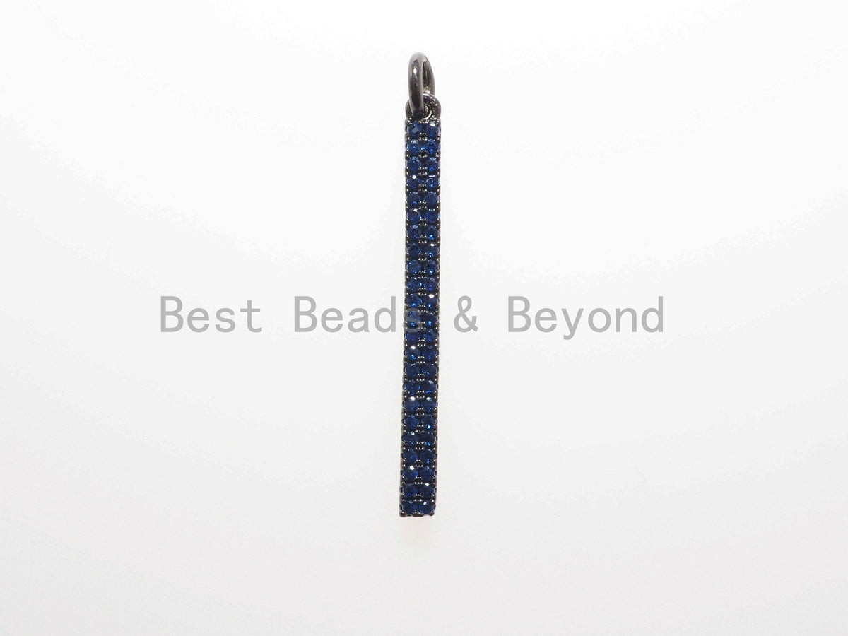 CZ Micro Pave Long Bar Pendant, Cubic Zirconia Strip Pendant, Green/Fuchsia/Turquoise/Cobalt/Black Micro pave pendant, 32x3mm, sku#F483