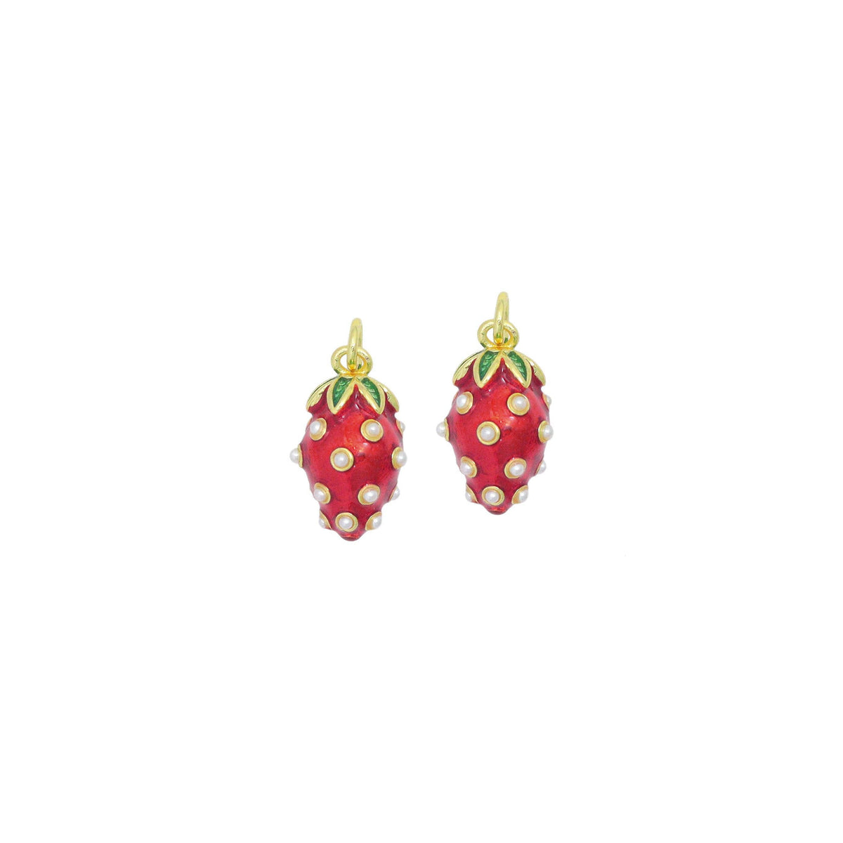 White Pearl Strawberry Charm Pendant,Sku#LD724