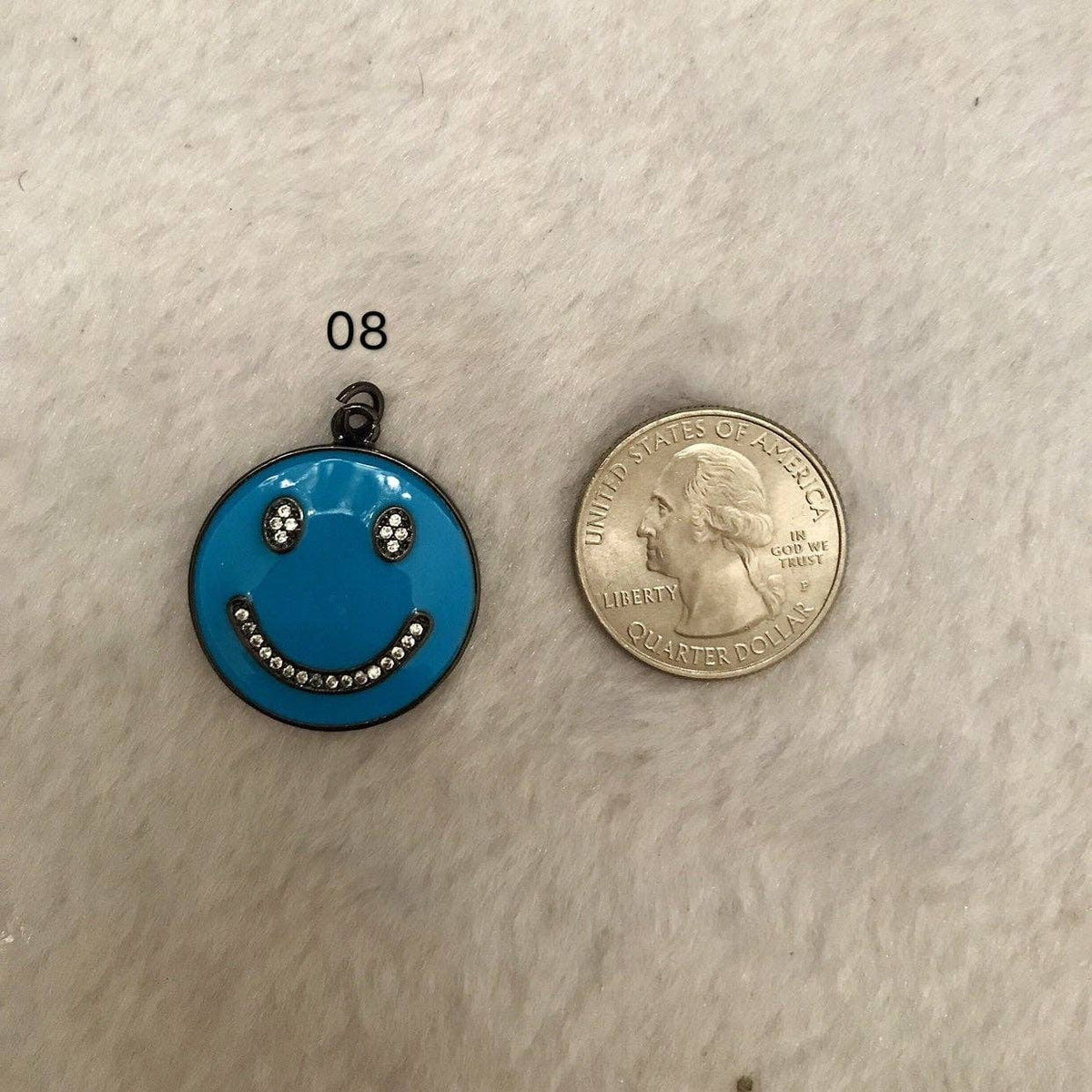 NEW Colorful Enamel Oil Drop Emoji Smiley Face Round Pendant,Cubic Zirconia Round Pave Pendant Charm Beads, Pave Pendant,  25x28mm, SKU#F562