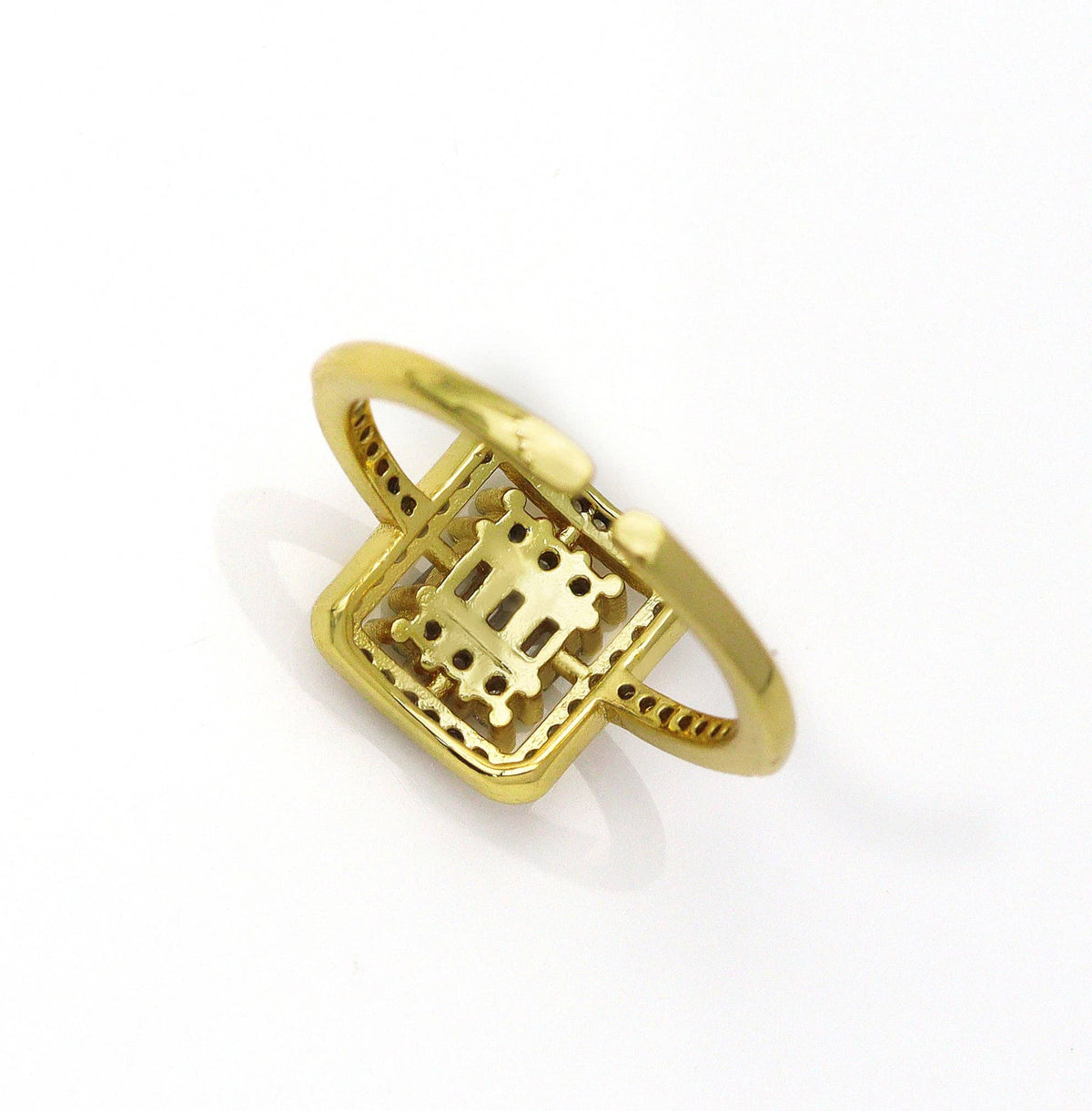 CZ Gold Square Adjustable Ring, Sku#LD323