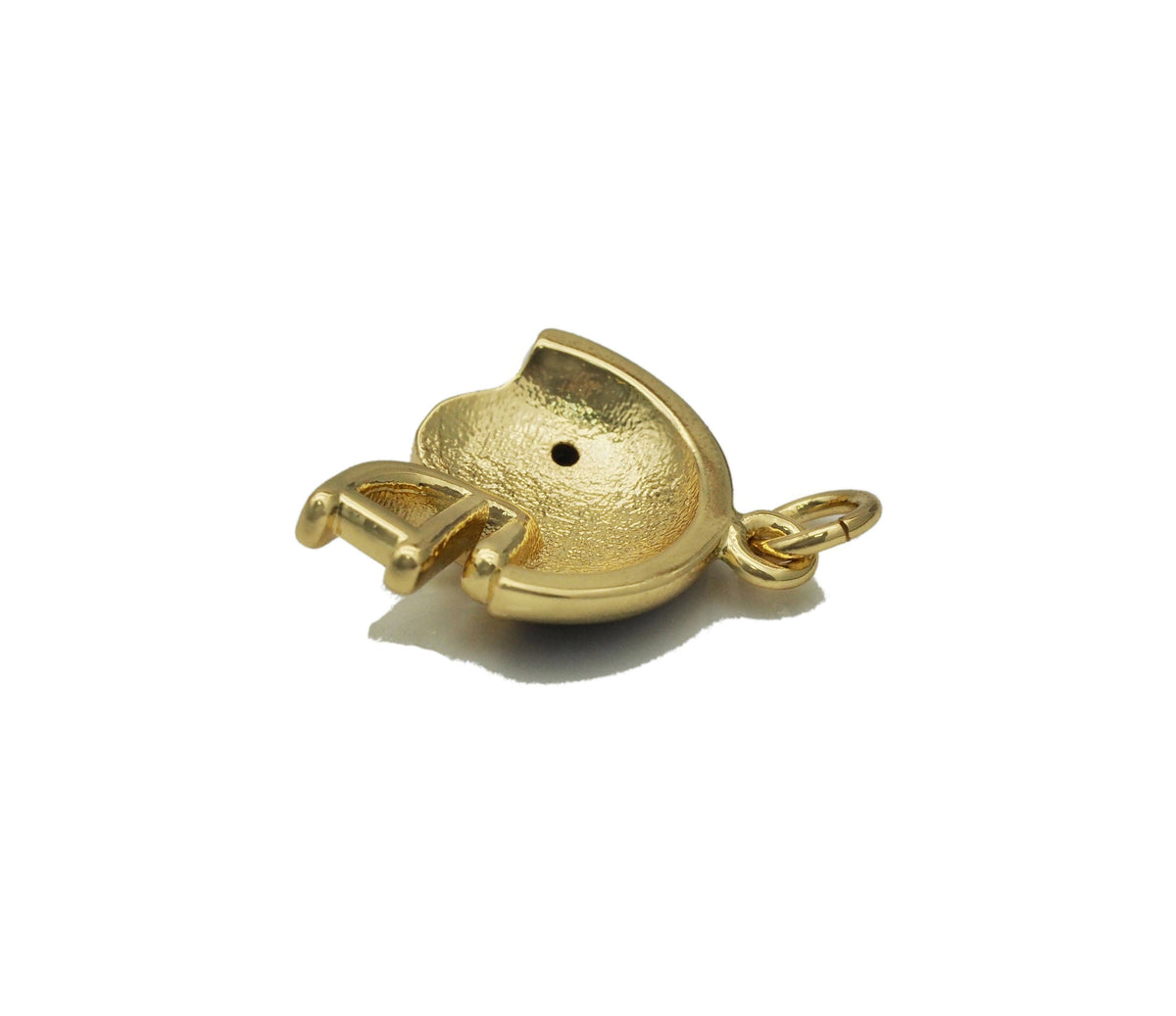 Gold CZ Black Enamel Football Helmet Charm, Sku#Y718