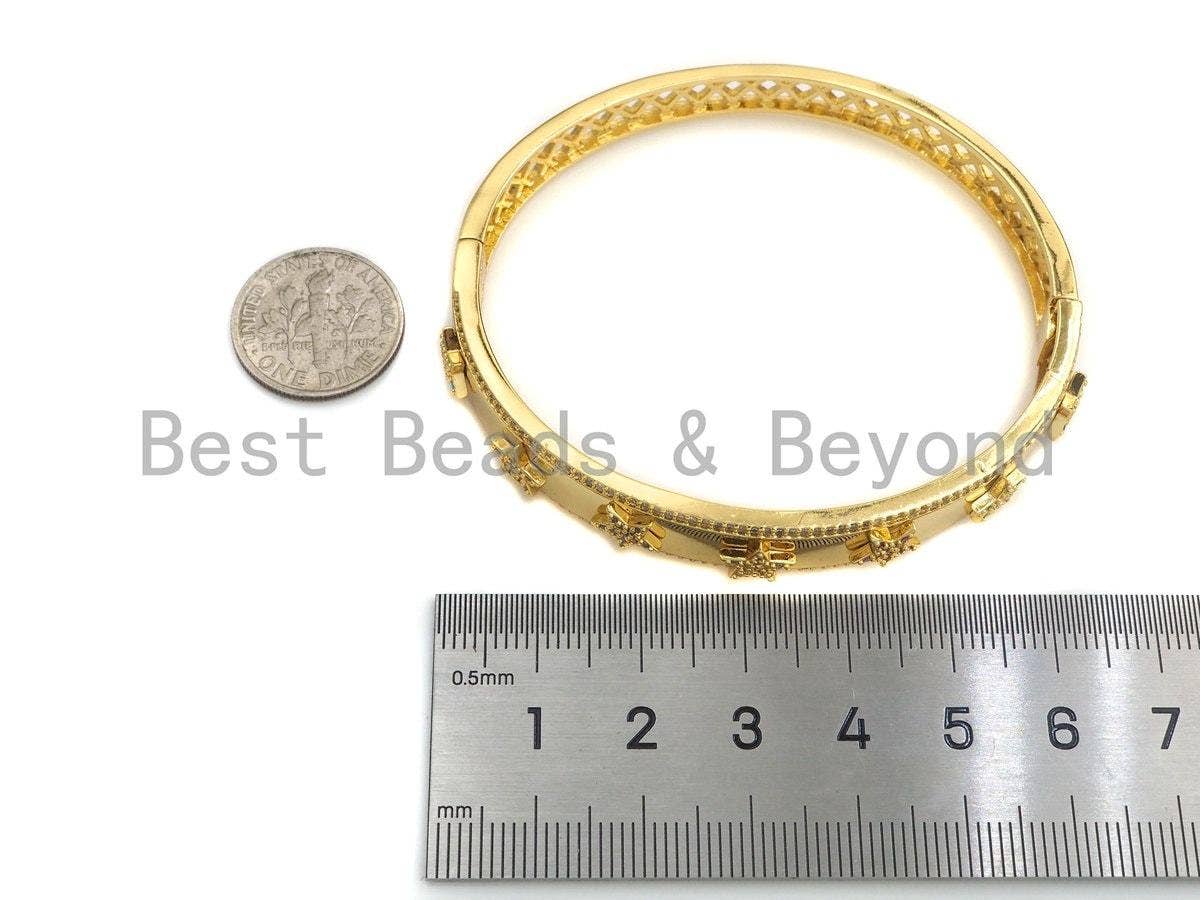 Micro Pave Star Bangle Bracelet, Sku#X156