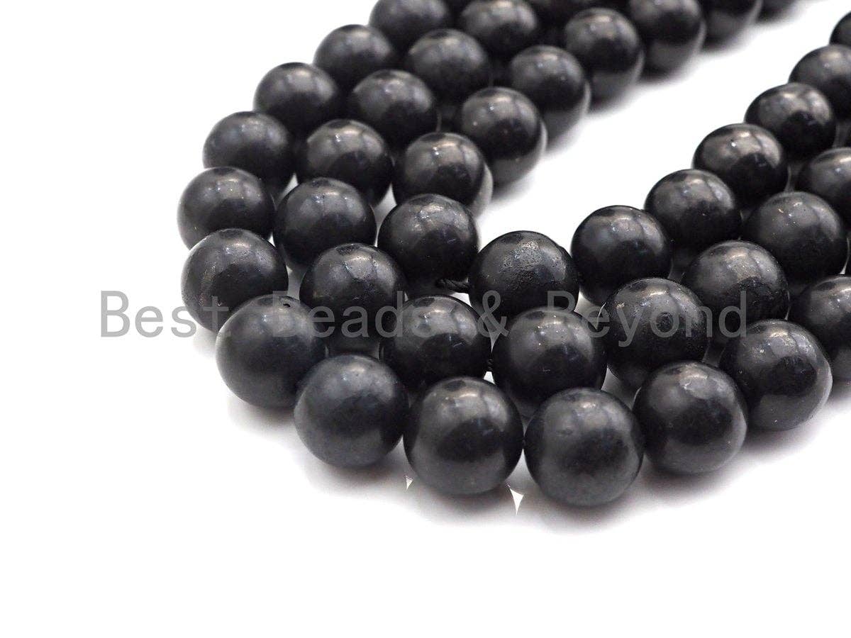 High Quality Natural Shungite Smooth Round Beads, High Energy, 4mm/6mm/8mm/10mm/12mm Shungite Beads, 15.5" Strand, sku#U943