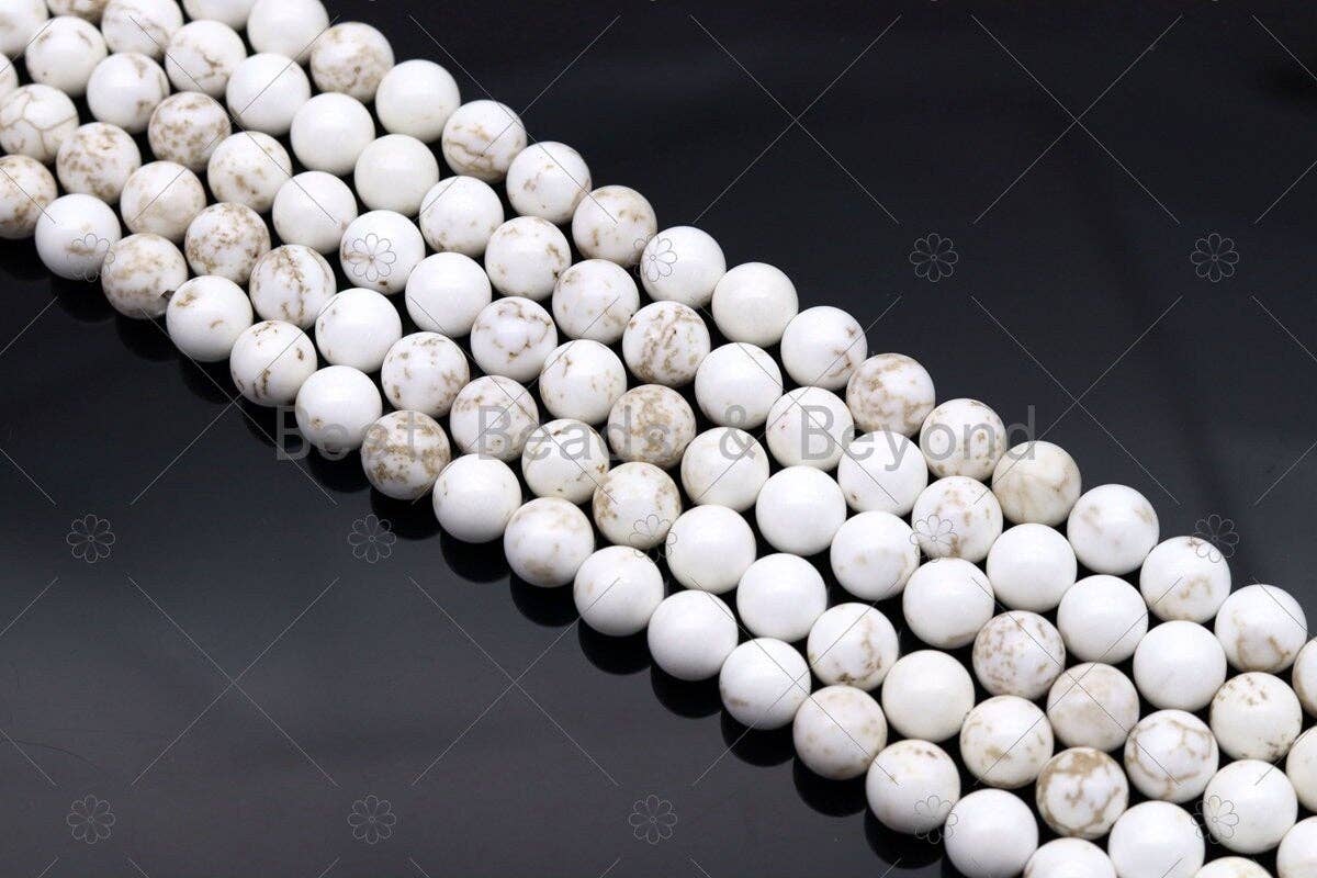 Natural White Howlite with Light Vein Round Smooth beads, sku#U1179