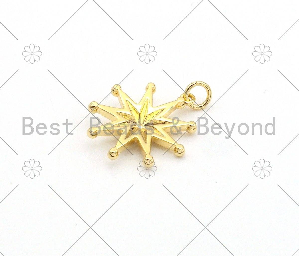 Sunflower Shape Pendant/Charm,18K Gold Filled Star Charm, Necklace Bracelet Charm Pendant, 21x19mm,Sku#F1408