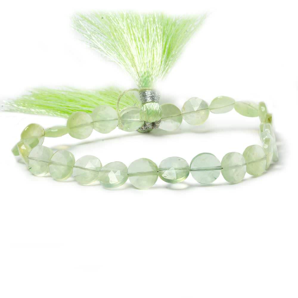 9mm Prehnite faceted coin beads 8 inch 23 pieces