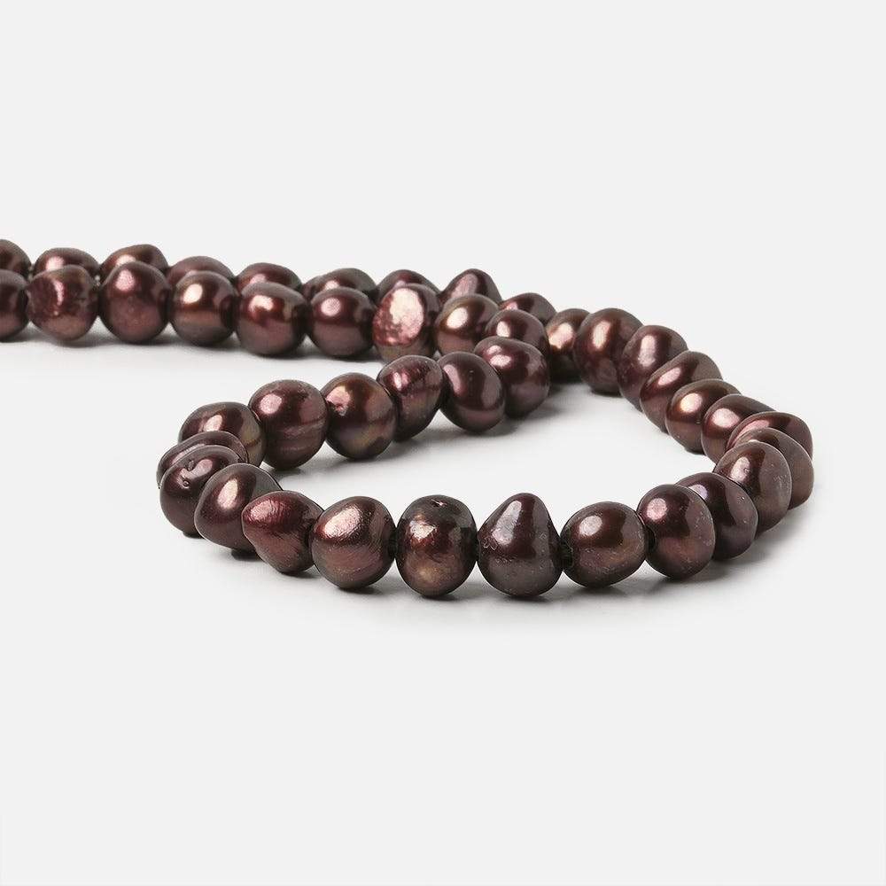 9mm Strawberry Chocolate   Baroque 2.5mm large hole Pearls 15 in. 44 pcs
