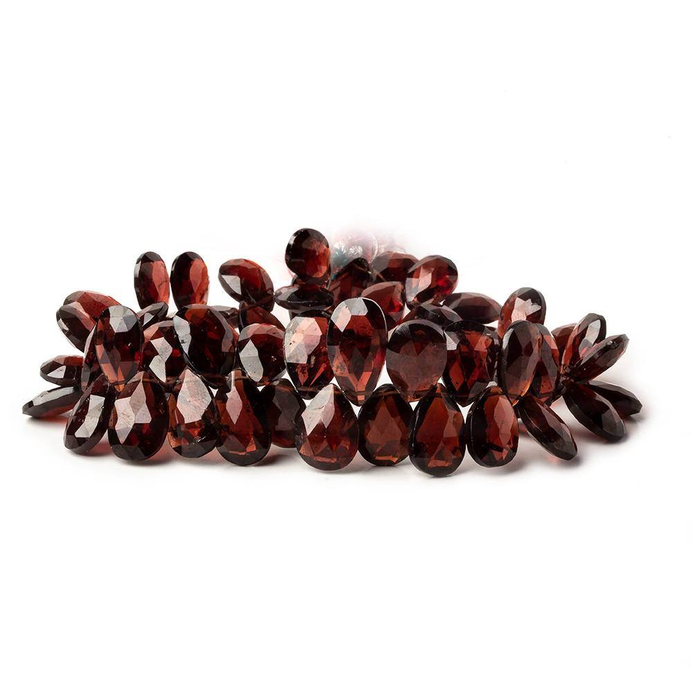 9x7-12x8mm Garnet Faceted Pear Beads 8 inch 56 pieces