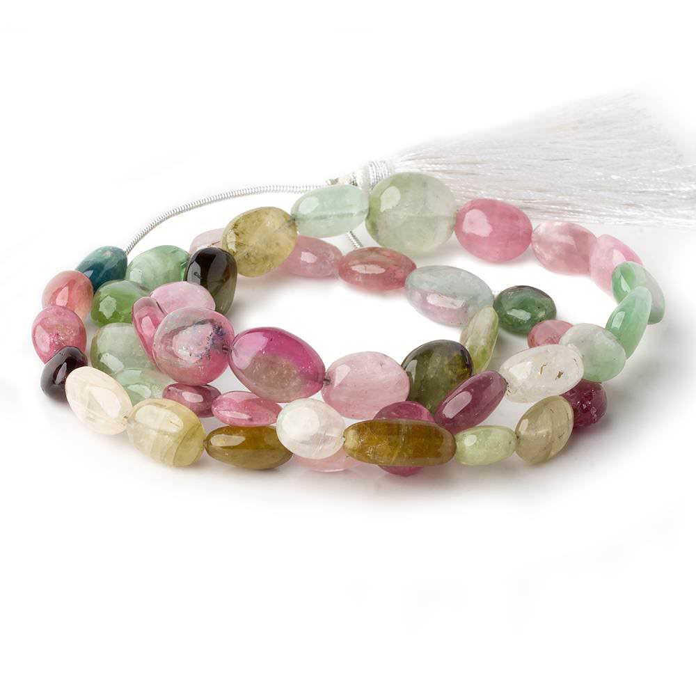 9x7-20x7mm Multi Color Tourmaline plain nugget beads 20 inch 46 pieces A