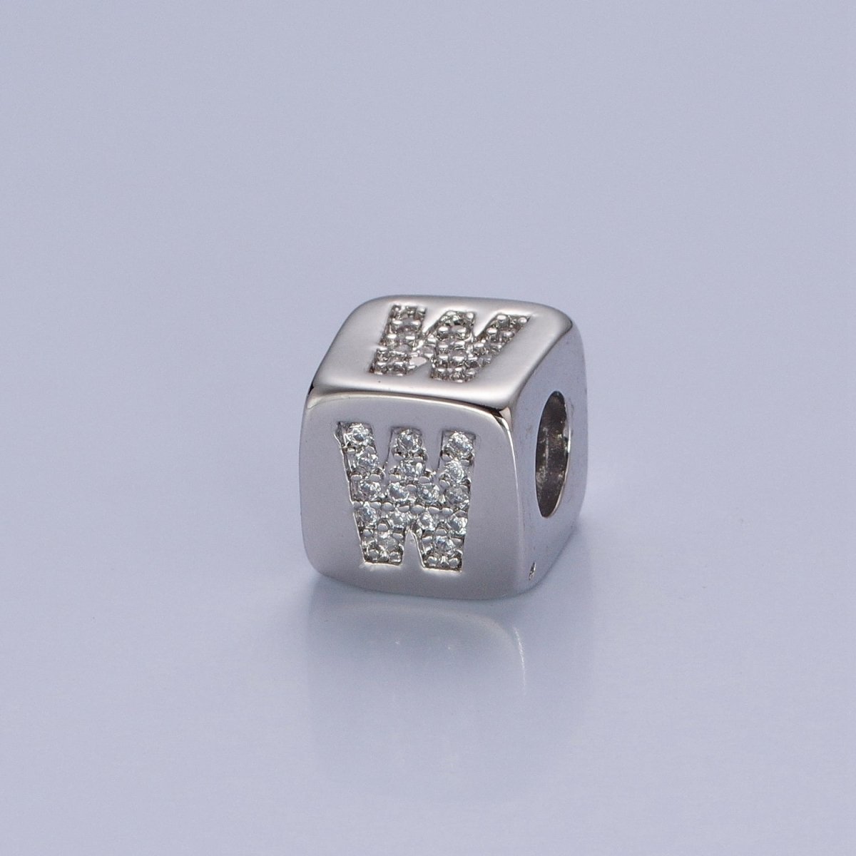 9x9mm Silver Initial Letter Beads, Alphabet Beads, Initial Beads, Alphabet Blocks Micro Pave Initial Block Charm for Bracelet Necklace Supply A-A1939-A-A1951