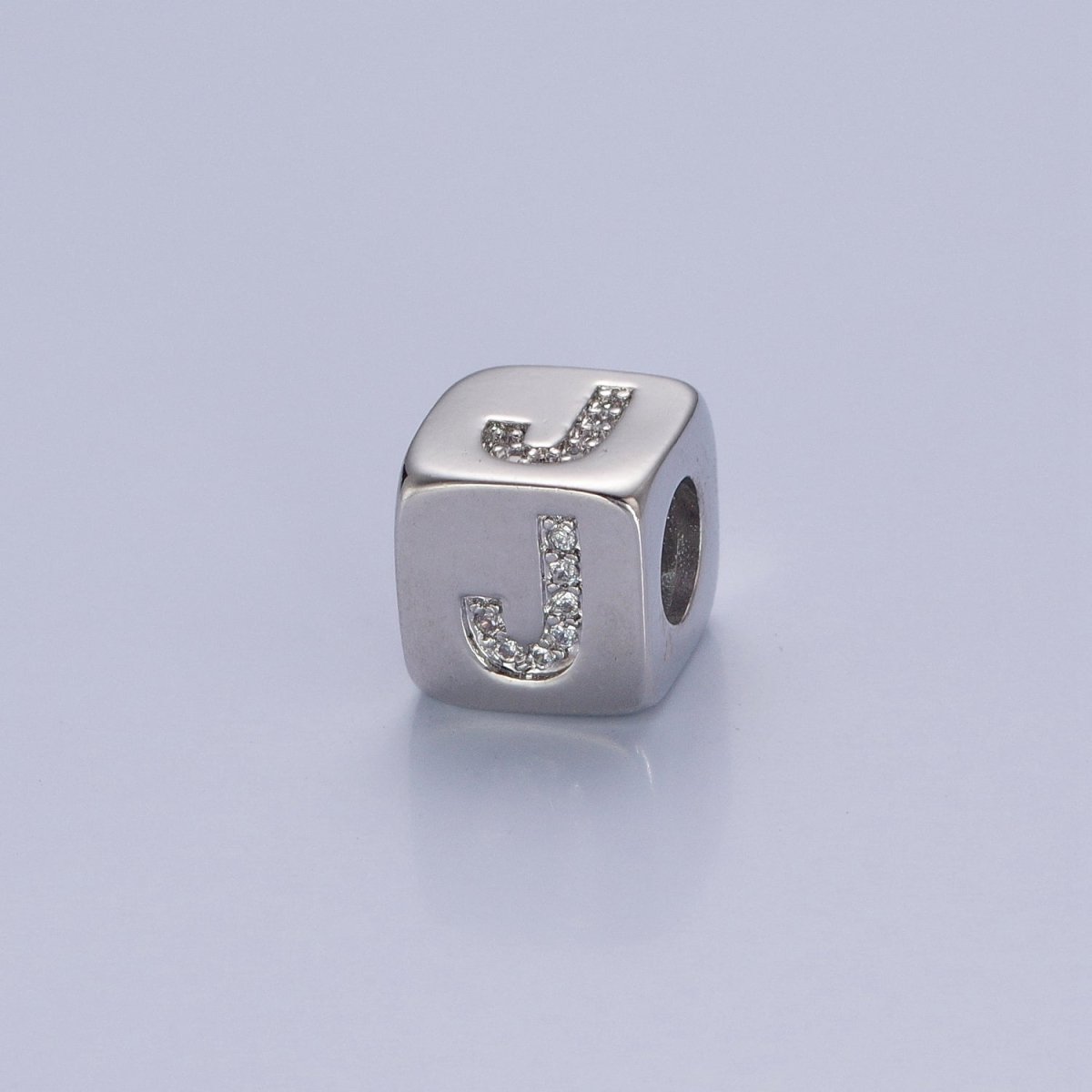 9x9mm Silver Initial Letter Beads, Alphabet Beads, Initial Beads, Alphabet Blocks Micro Pave Initial Block Charm for Bracelet Necklace Supply A-A1939-A-A1951