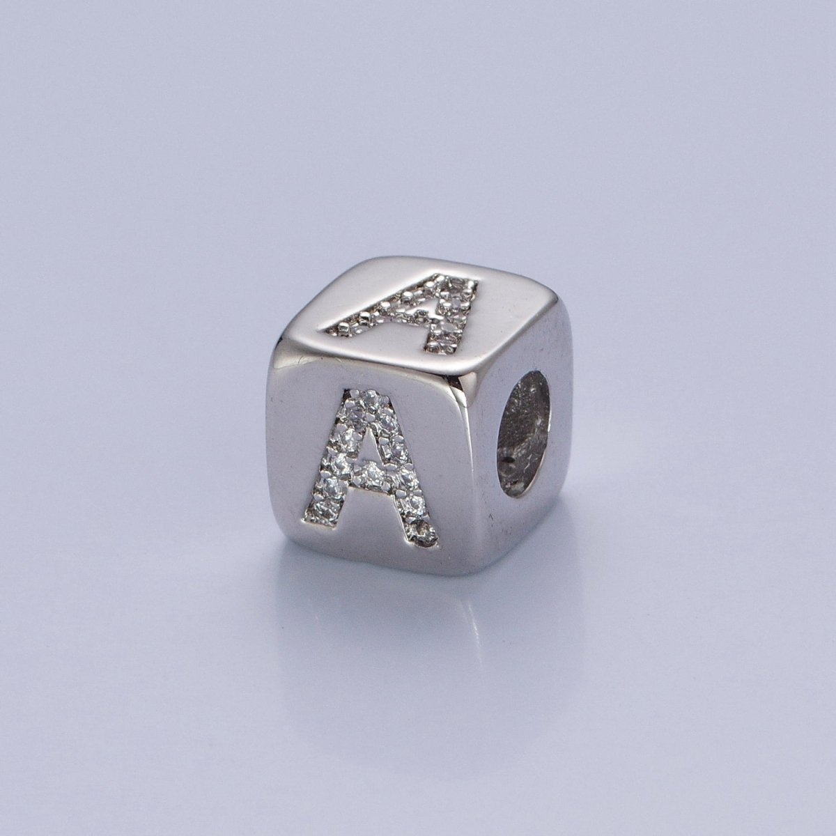 9x9mm Silver Initial Letter Beads, Alphabet Beads, Initial Beads, Alphabet Blocks Micro Pave Initial Block Charm for Bracelet Necklace Supply A-A1939-A-A1951