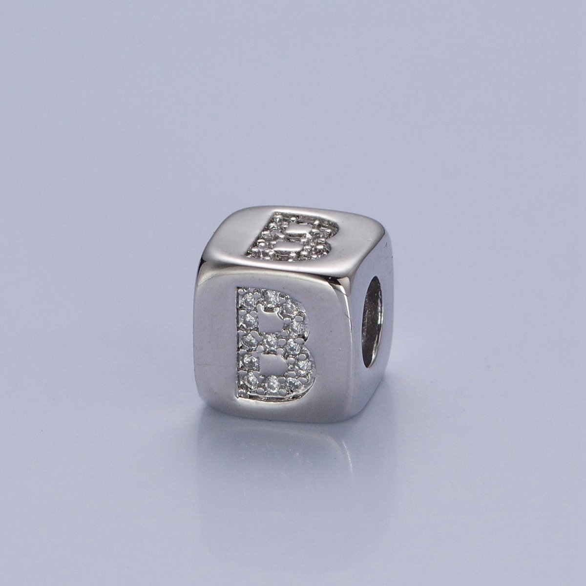 9x9mm Silver Initial Letter Beads, Alphabet Beads, Initial Beads, Alphabet Blocks Micro Pave Initial Block Charm for Bracelet Necklace Supply A-A1939-A-A1951