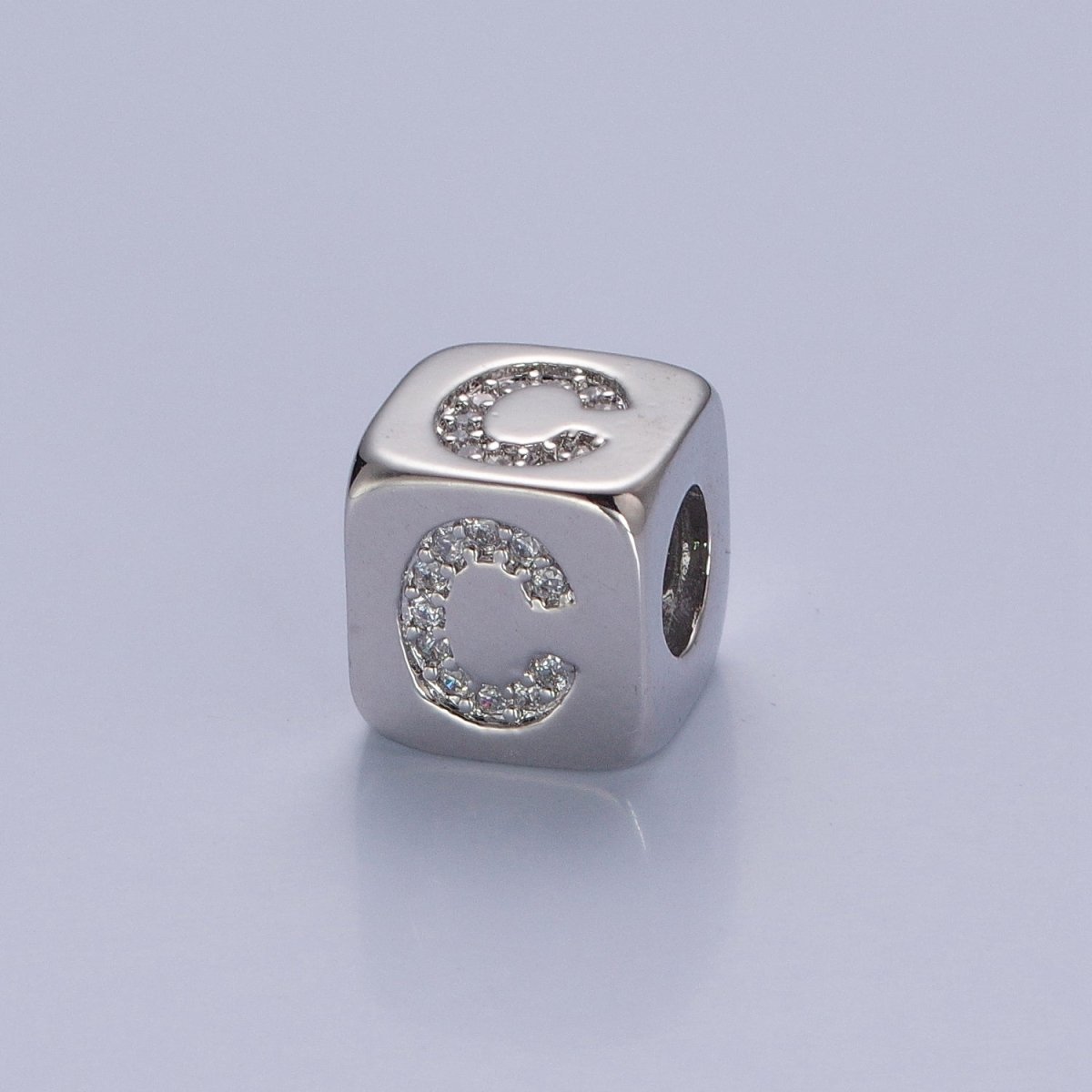 9x9mm Silver Initial Letter Beads, Alphabet Beads, Initial Beads, Alphabet Blocks Micro Pave Initial Block Charm for Bracelet Necklace Supply A-A1939-A-A1951