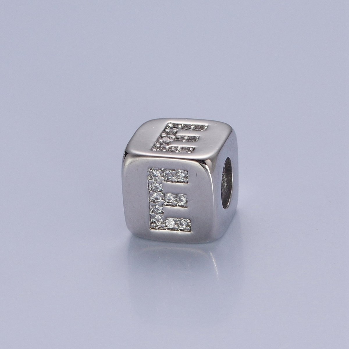9x9mm Silver Initial Letter Beads, Alphabet Beads, Initial Beads, Alphabet Blocks Micro Pave Initial Block Charm for Bracelet Necklace Supply A-A1939-A-A1951