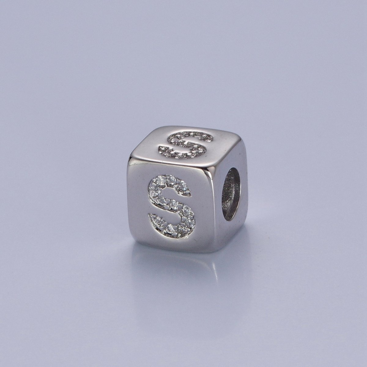 9x9mm Silver Initial Letter Beads, Alphabet Beads, Initial Beads, Alphabet Blocks Micro Pave Initial Block Charm for Bracelet Necklace Supply A-A1939-A-A1951