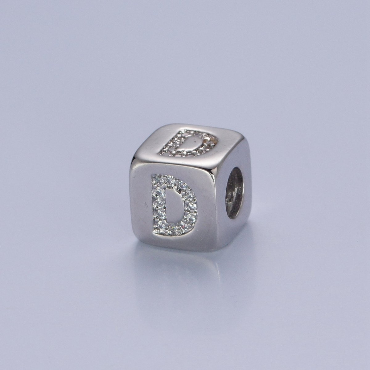 9x9mm Silver Initial Letter Beads, Alphabet Beads, Initial Beads, Alphabet Blocks Micro Pave Initial Block Charm for Bracelet Necklace Supply A-A1939-A-A1951