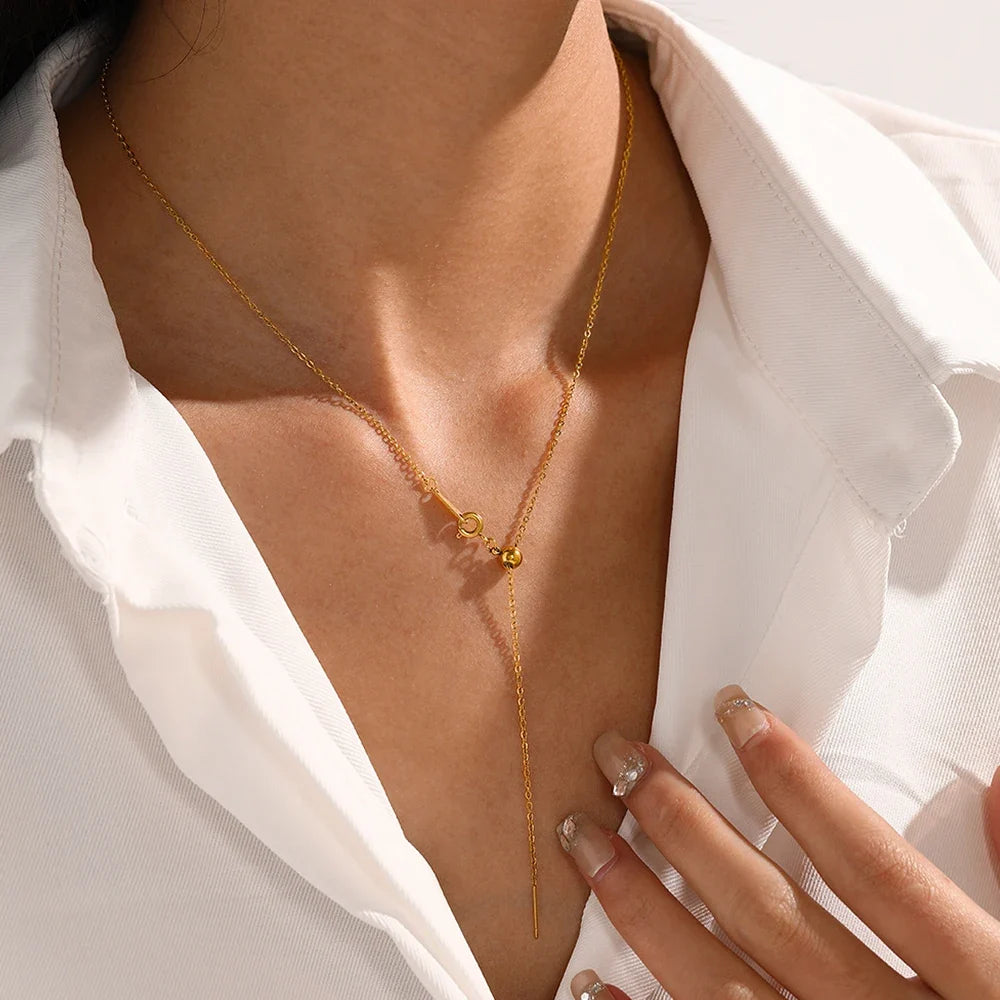 eManco Adjusta Long Layered Pendant Necklace  Stainless Steel Necklace Chocker Necklaces for Women Fashion Jewelry YX26925