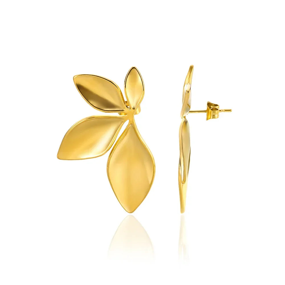 Geometric Flower Stainless Steel Earrings Women Sweet Sunflower Star Gold Color Ear Piercing Jewelry Wedding Accessories Gifts