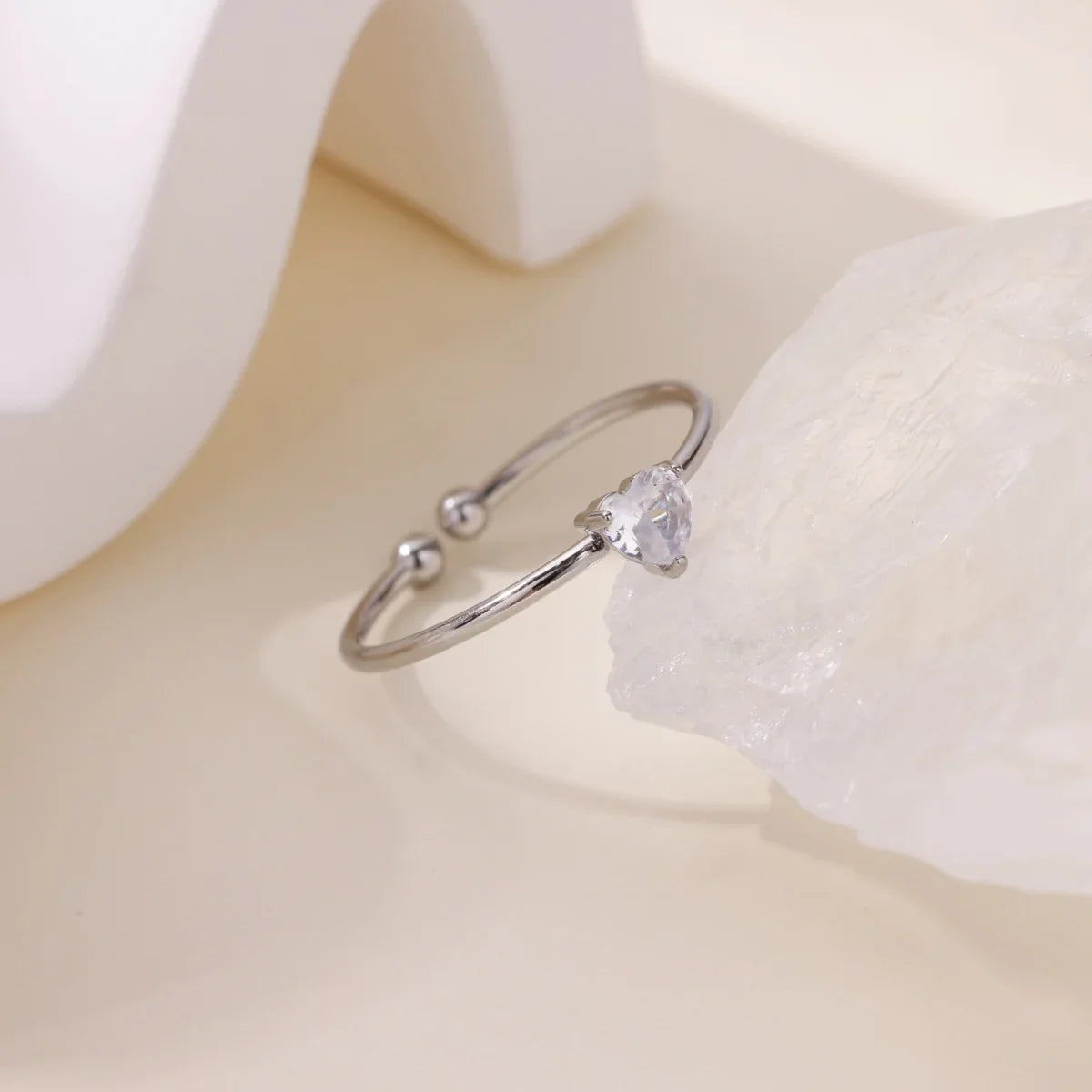 2025 Birth Colorful Cubic Zircon Heart Opening Rings For Women Fashion Dainty Stainless Steel Princess Ring Jewelry Wedding Gift