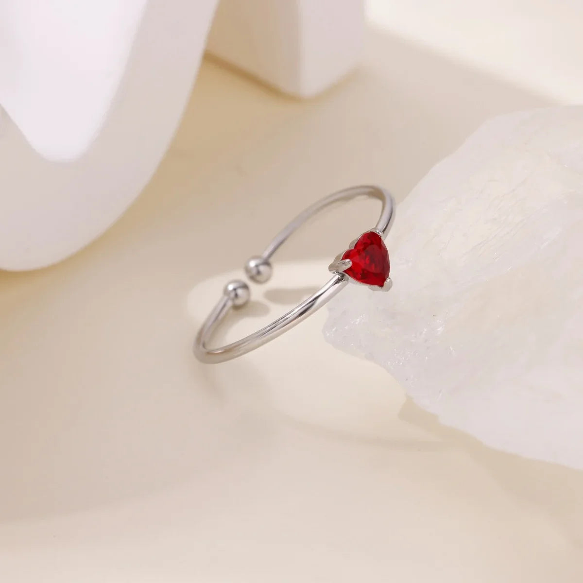 2025 Birth Colorful Cubic Zircon Heart Opening Rings For Women Fashion Dainty Stainless Steel Princess Ring Jewelry Wedding Gift