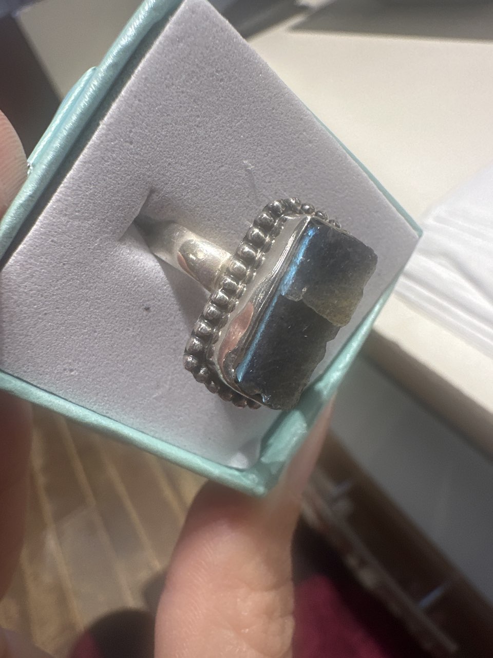 Sterling Silver Labradorite Ring Size 6 "Framed Beauty"