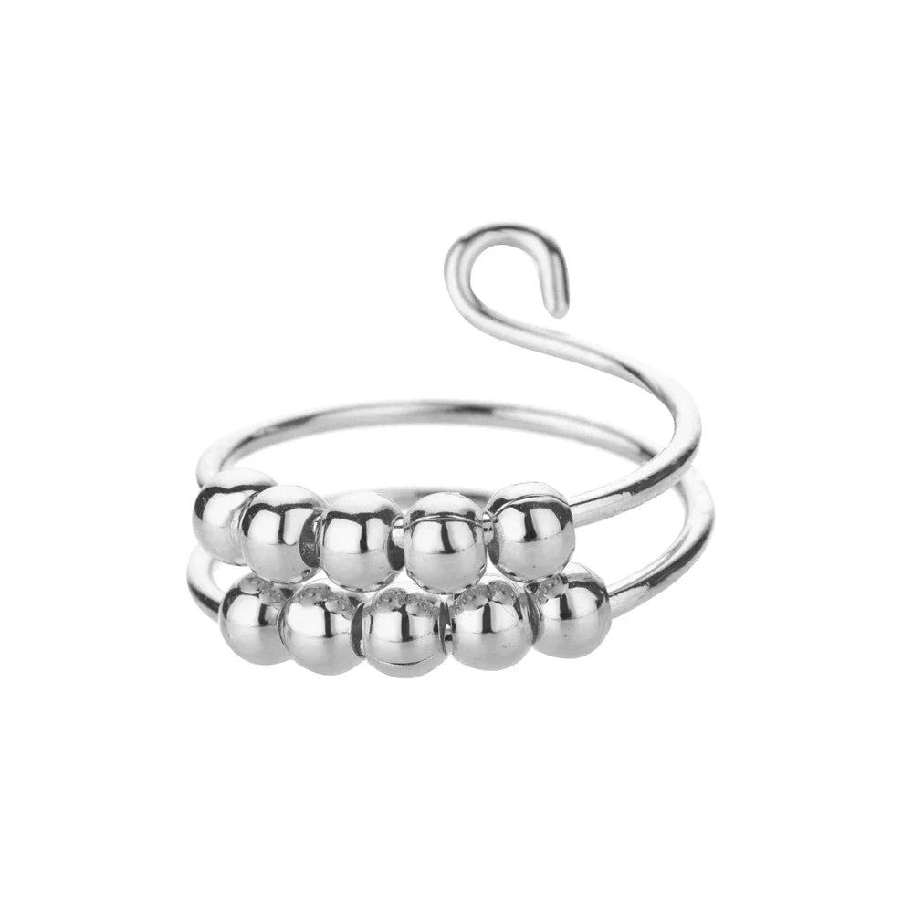 Stainless Steel Double Ball Adjustable Ring For Women Unisex Gold Color Trendy Finger Rings Decompression Jewelry Gifts Anillos