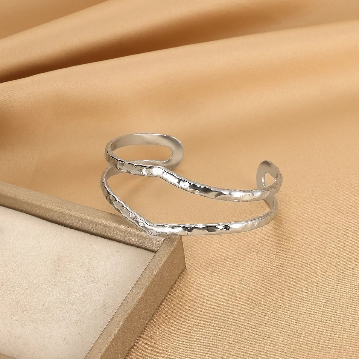 Summer Waterproof Cuff Bangles Bracelet For Women Cute Flower Double Layer Open Stainless Steel Gold Color Star Shell Jewelry