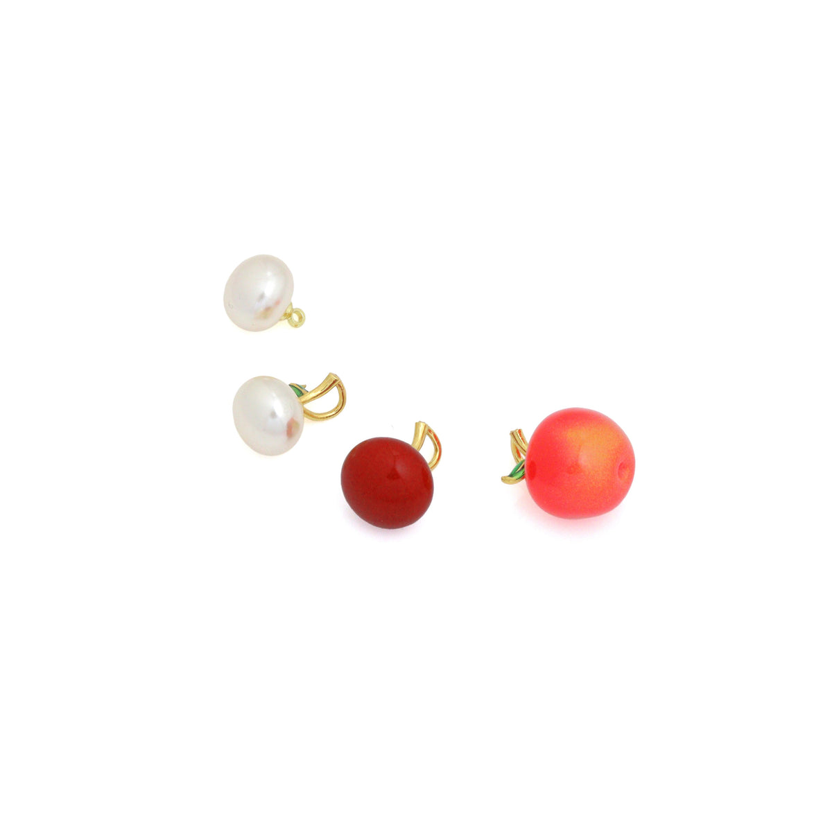 White Pearl Red Apple Charm Pendant,Sku#A489