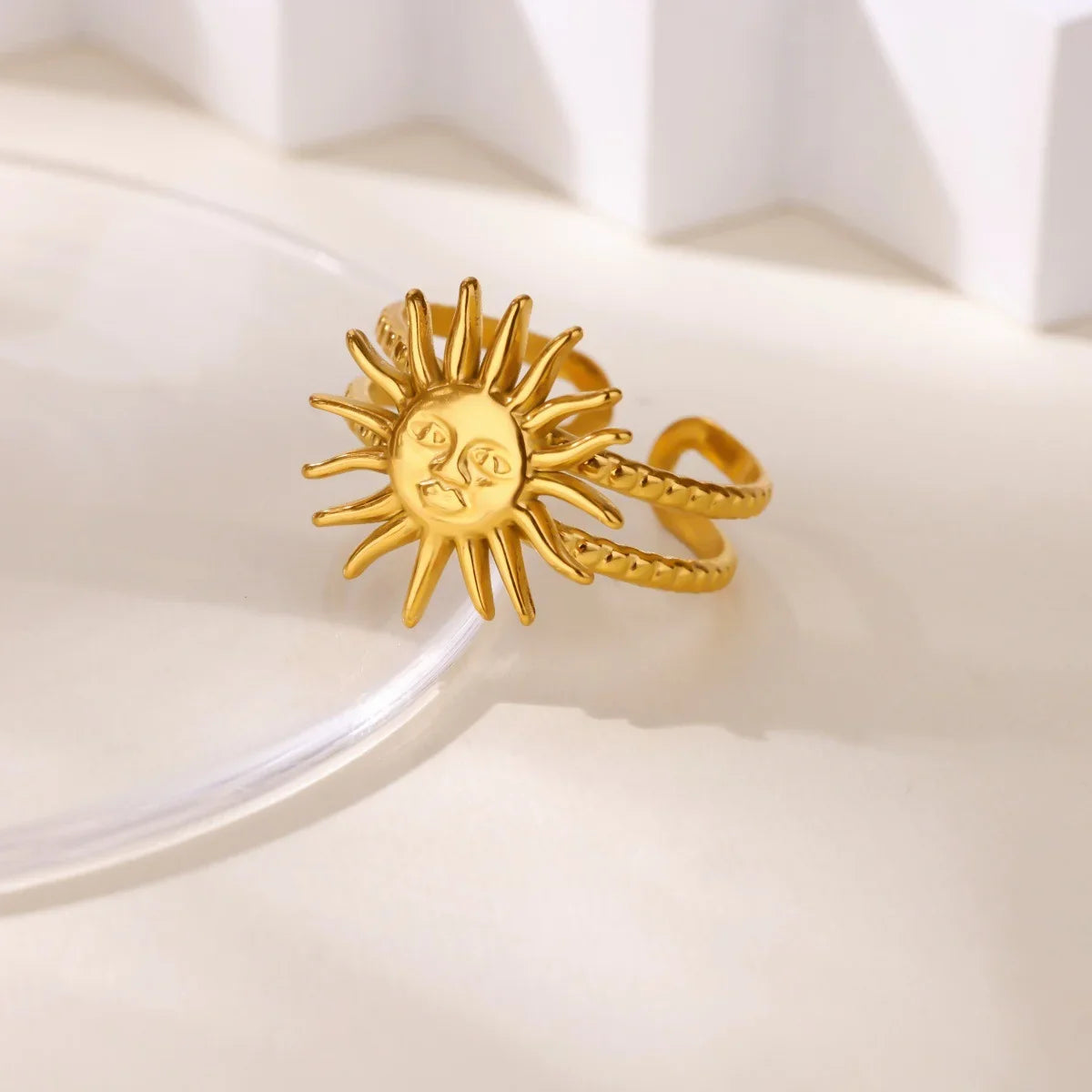 Gold Color Anillos Stacked Multiple Flowers Rings Elegant Women Stainless Steel Shell New Ring Jewelry Wedding Birthday Dainty