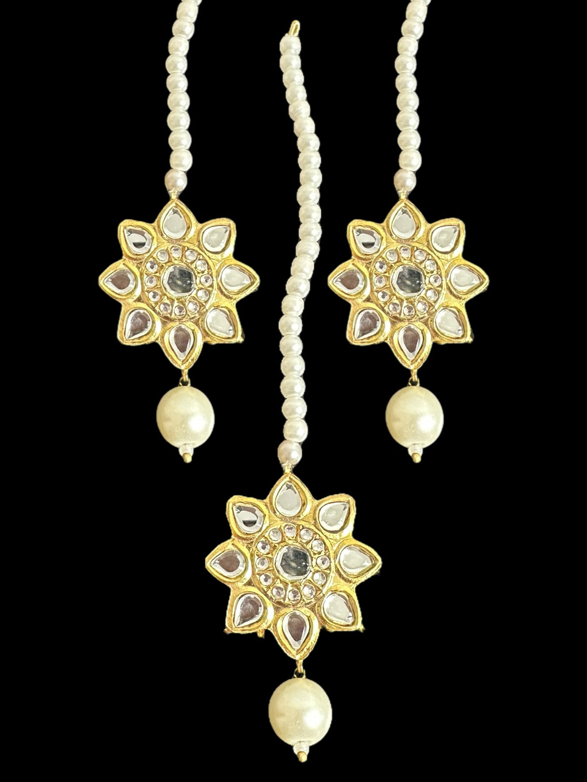 DJET72 Sitara kundan earrings tika ( READY TO SHIP )