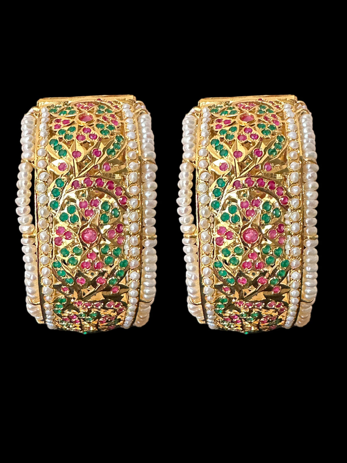 B174 Alea bangles fresh water pearl bangles in ruby emerald ( SHIPS IN 4 WEEKS )