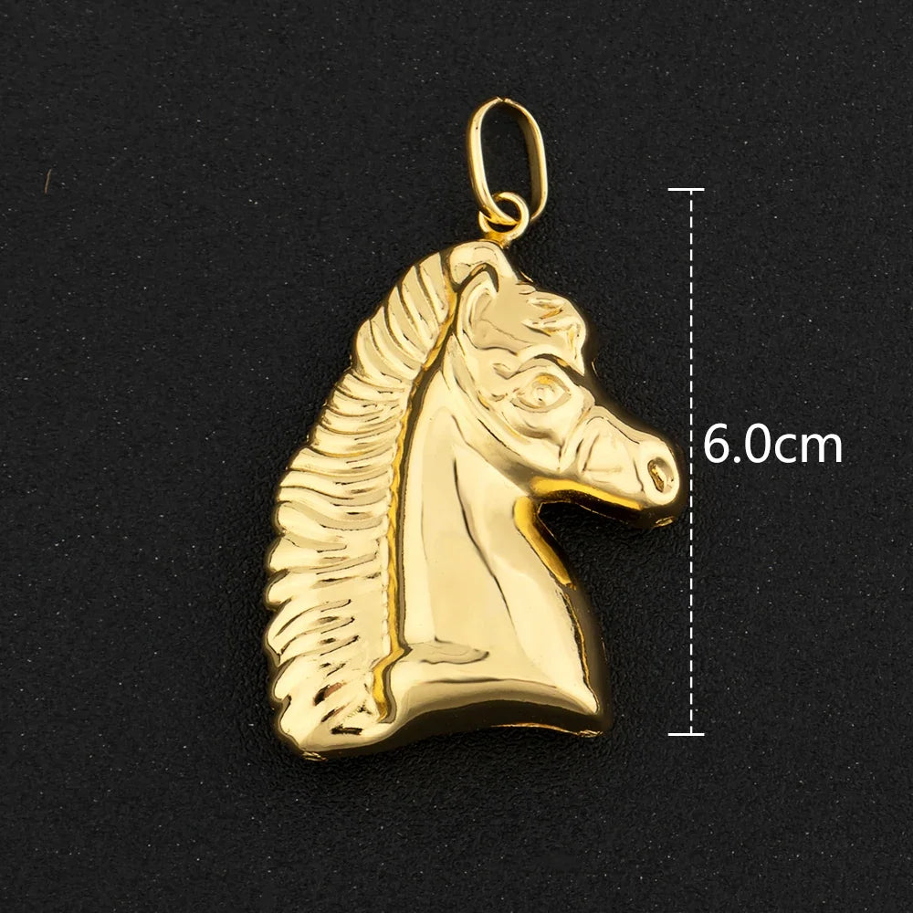 Hip Hop Personality Pendant Gold Color African Map Mermaid Dollar Euro Shape Pendant for Women Men Luxury Copper Chain Jewelry