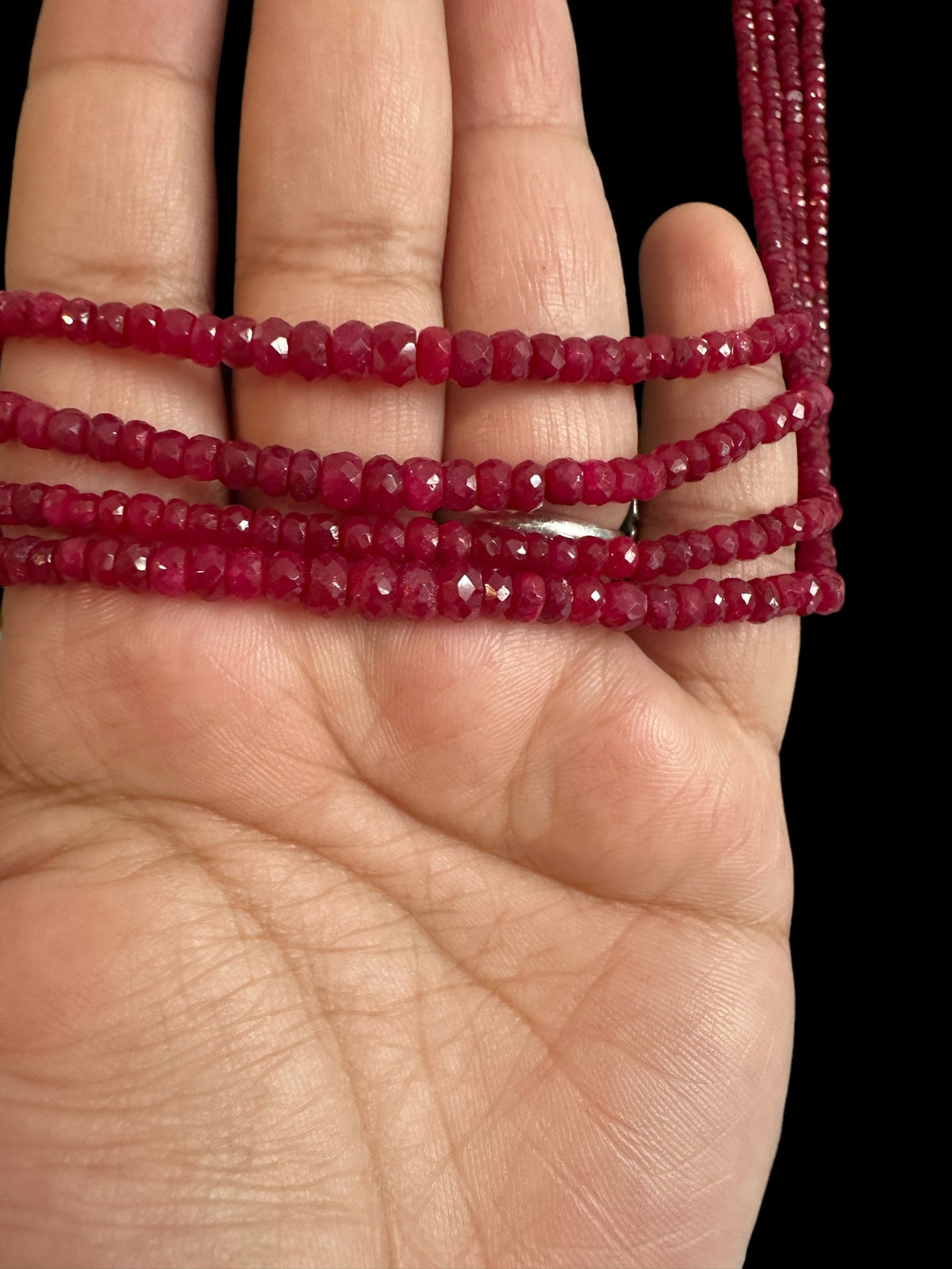 NS293R RUBY  beads necklace ( SHIPS IN 5 WEEKS )