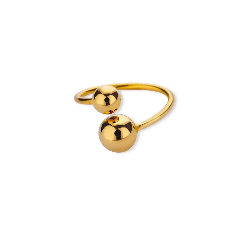 Stainless Steel Double Ball Adjustable Ring For Women Unisex Gold Color Trendy Finger Rings Decompression Jewelry Gifts Anillos