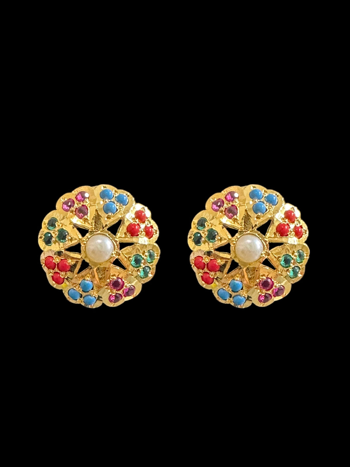 Navratan gold plated silver tops ( READY TO SHIP)