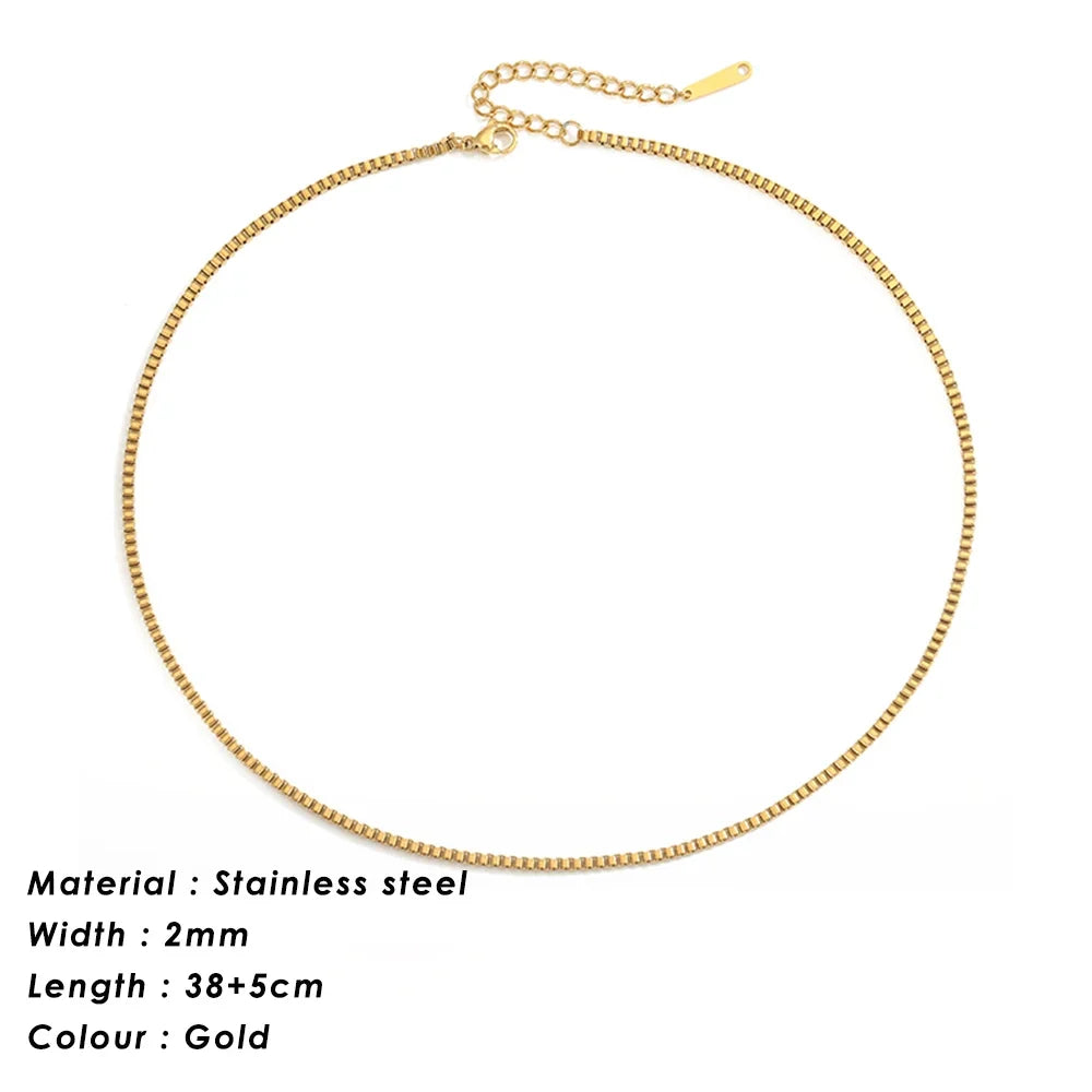 SUNIBI 316L Stainless Steel Chain Necklace for Women Gold Color Statement Choker Necklaces Do Not Fade Jewelry Wholesale