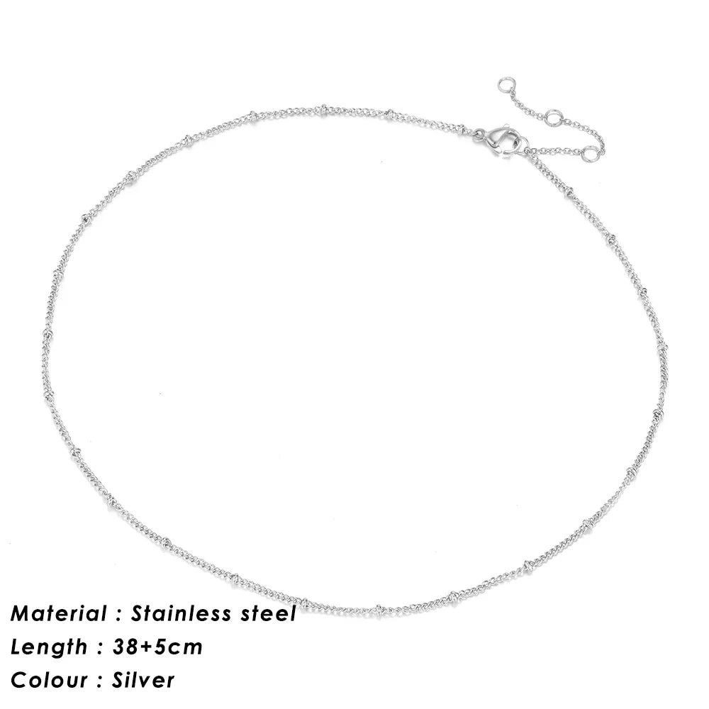 SUNIBI 316L Stainless Steel Chain Necklace for Women Gold Color Statement Choker Necklaces Do Not Fade Jewelry Wholesale