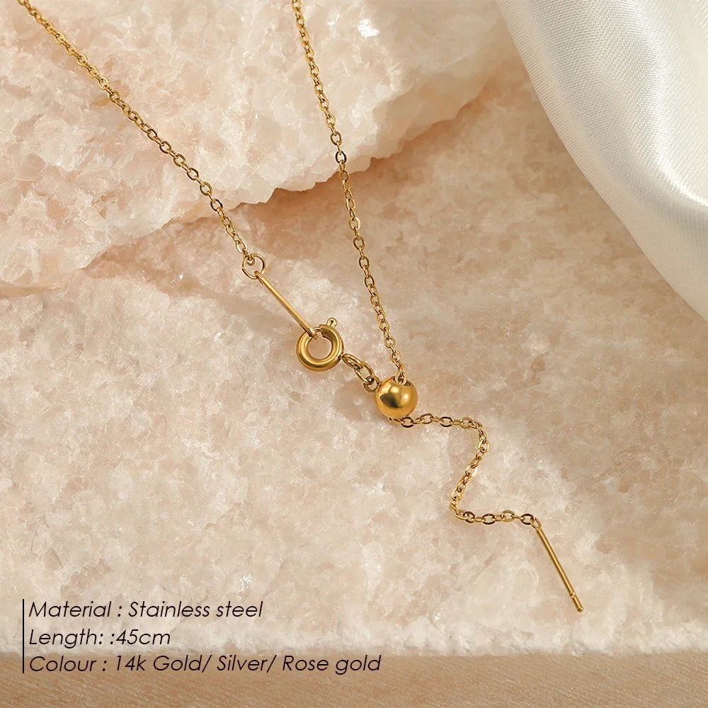 eManco Adjusta Long Layered Pendant Necklace  Stainless Steel Necklace Chocker Necklaces for Women Fashion Jewelry YX26925