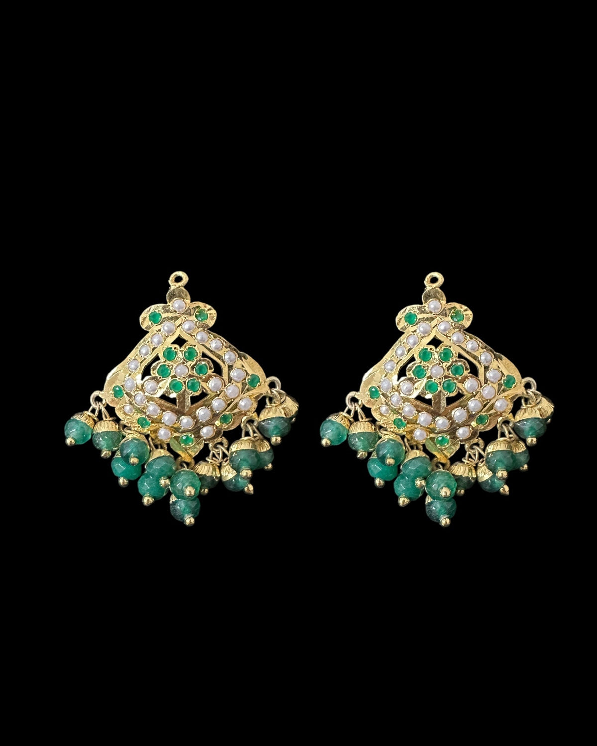PS548 Ayeza jadau emerald pearl pendant set ( READY TO SHIP )