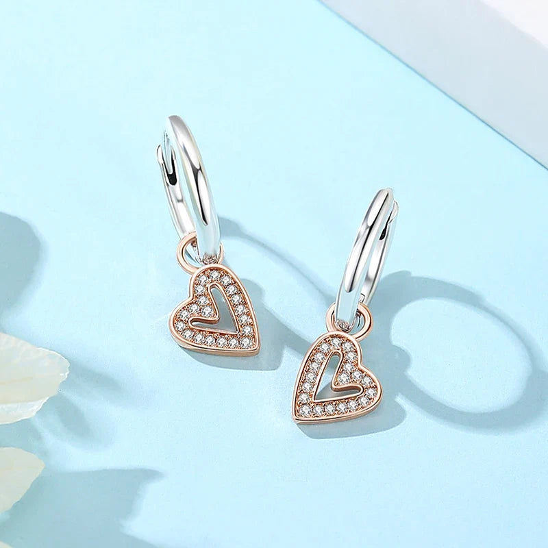 Original 925 Sterling Silver Earrings 2026 Stud Hoop Crystal Earings For Women Rose Gold Crown Heart Infinity Bee Earing Jewelry