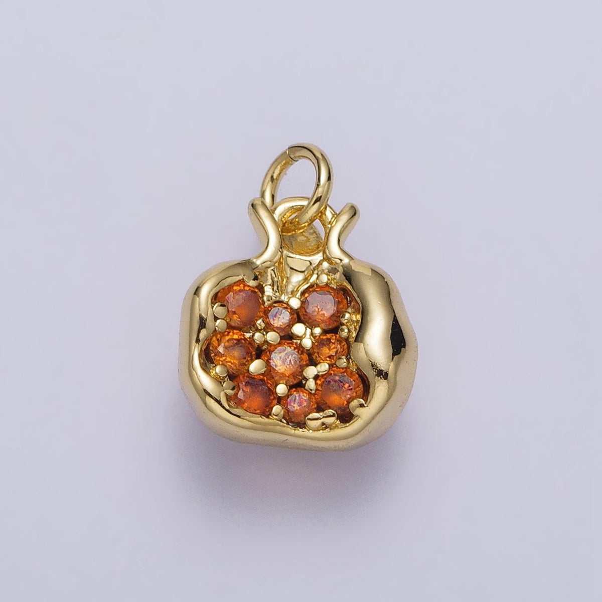 16K Gold Filled Fruit Pomegranate Vermilion Micro Paved CZ Mini Charm in Gold & Silver | AC-268 AC-269