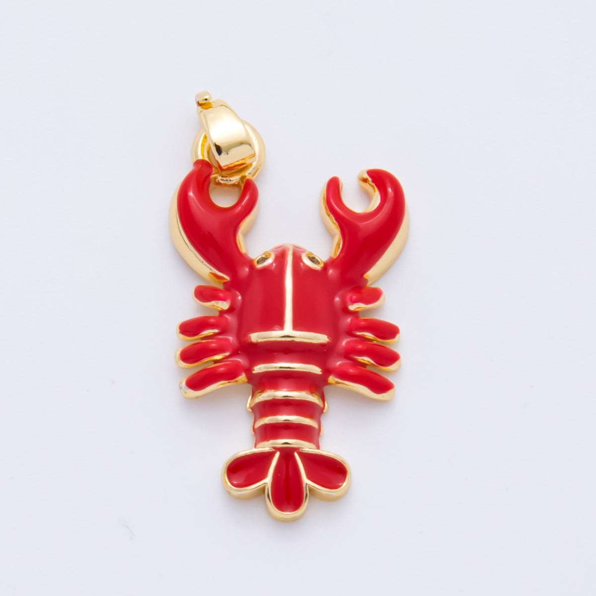 18K Gold Filled 31.5mm Red, Green, Purple Enamel Crustacean Crawfish Sea Lobster Pendant | AH793 AH794