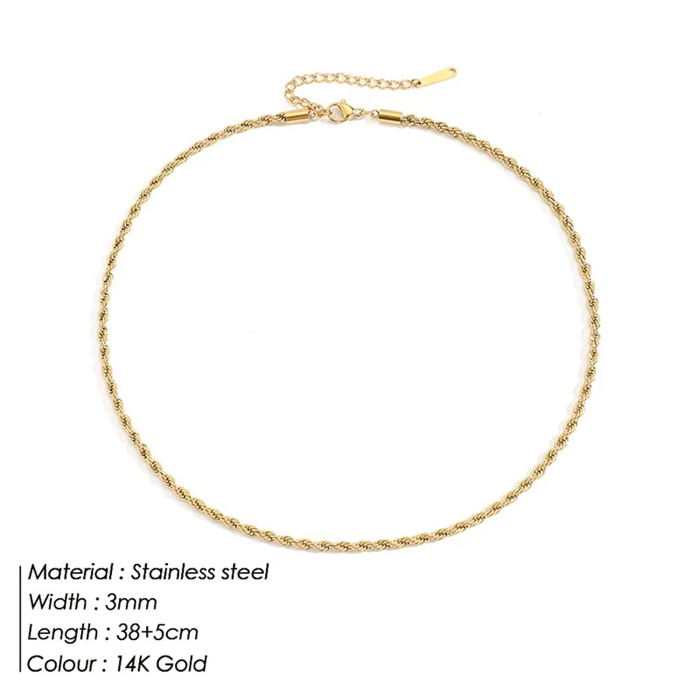 SUNIBI 316L Stainless Steel Chain Necklace for Women Gold Color Statement Choker Necklaces Do Not Fade Jewelry Wholesale