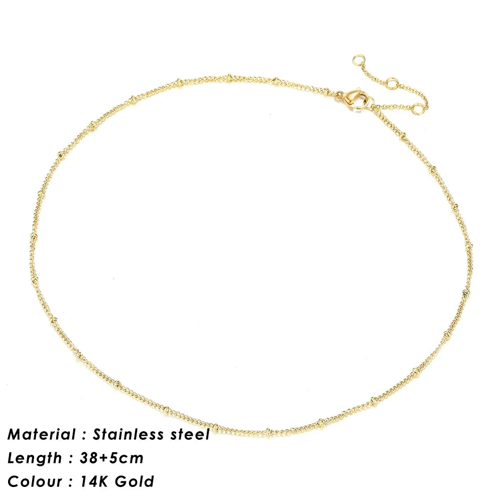 SUNIBI 316L Stainless Steel Chain Necklace for Women Gold Color Statement Choker Necklaces Do Not Fade Jewelry Wholesale