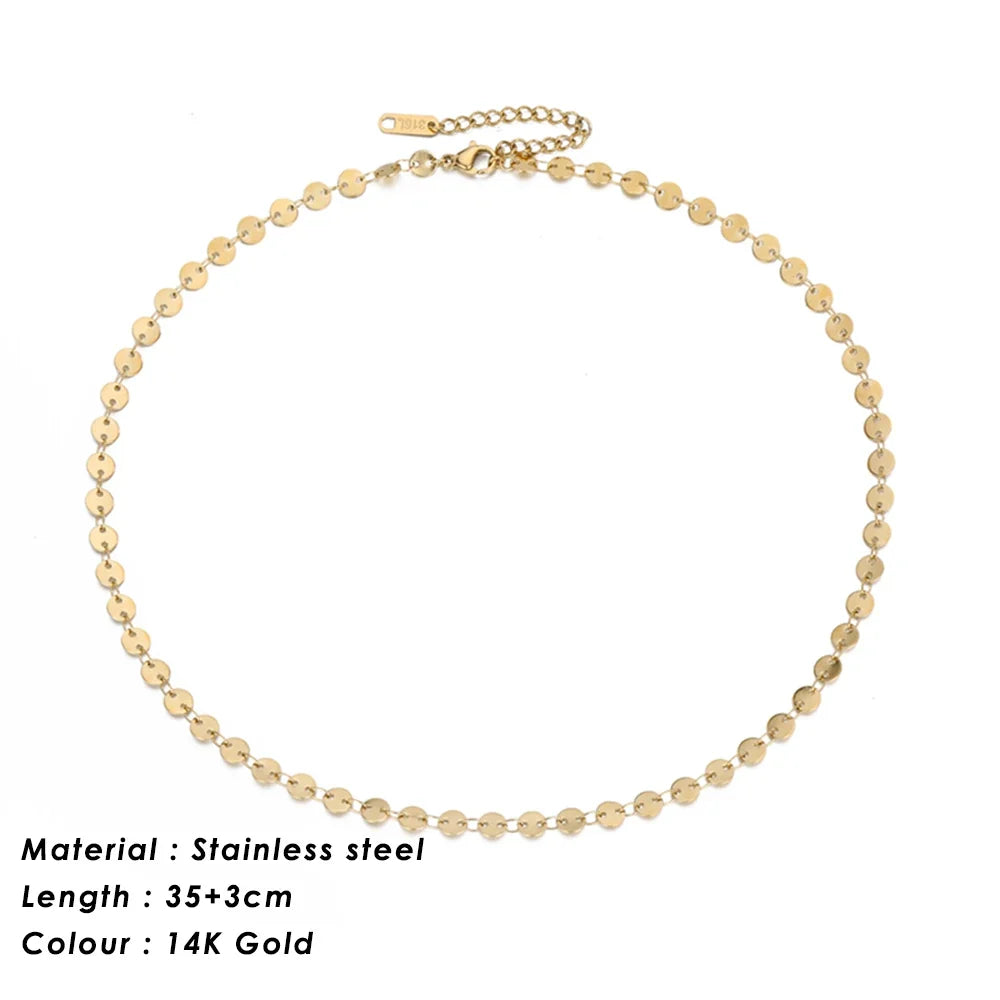SUNIBI 316L Stainless Steel Chain Necklace for Women Gold Color Statement Choker Necklaces Do Not Fade Jewelry Wholesale