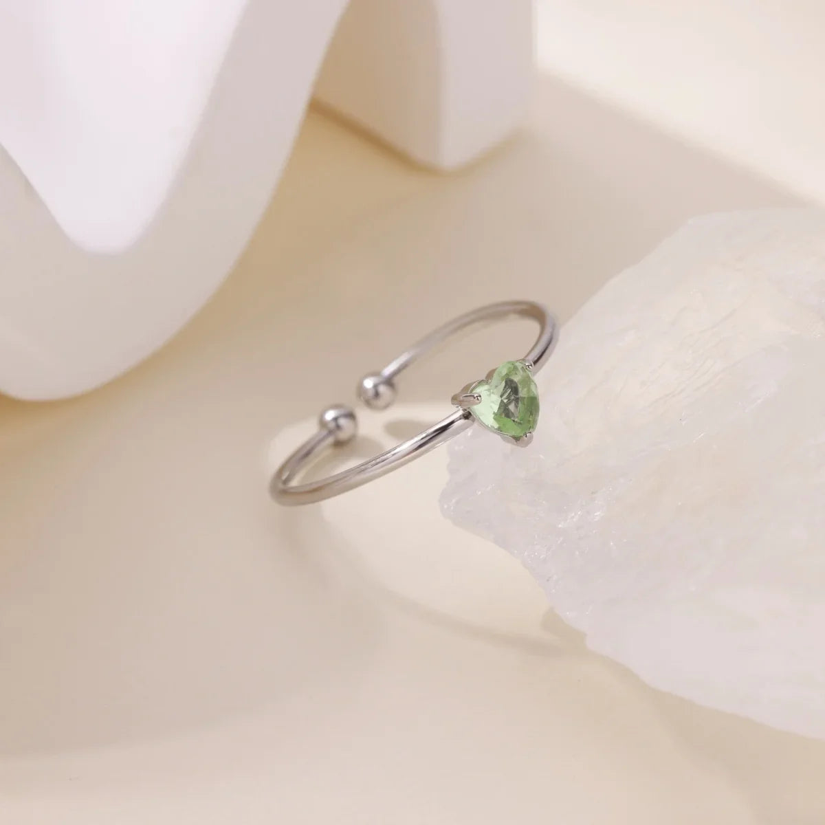 2025 Birth Colorful Cubic Zircon Heart Opening Rings For Women Fashion Dainty Stainless Steel Princess Ring Jewelry Wedding Gift